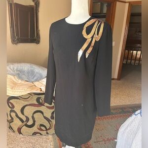 TRINA TURK Murasaki Long Sleeve Sequin Bow Dress In Black Size 2